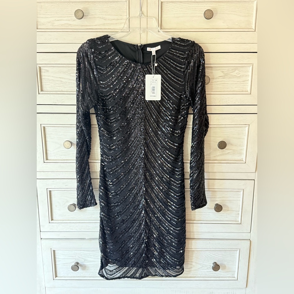 NWT Giani Bernini Black Sequins short formal dress